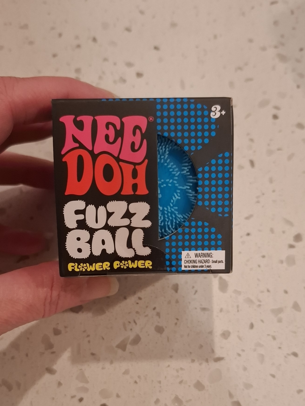 NIB Needoh Fuzz Ball Flower Power Blue